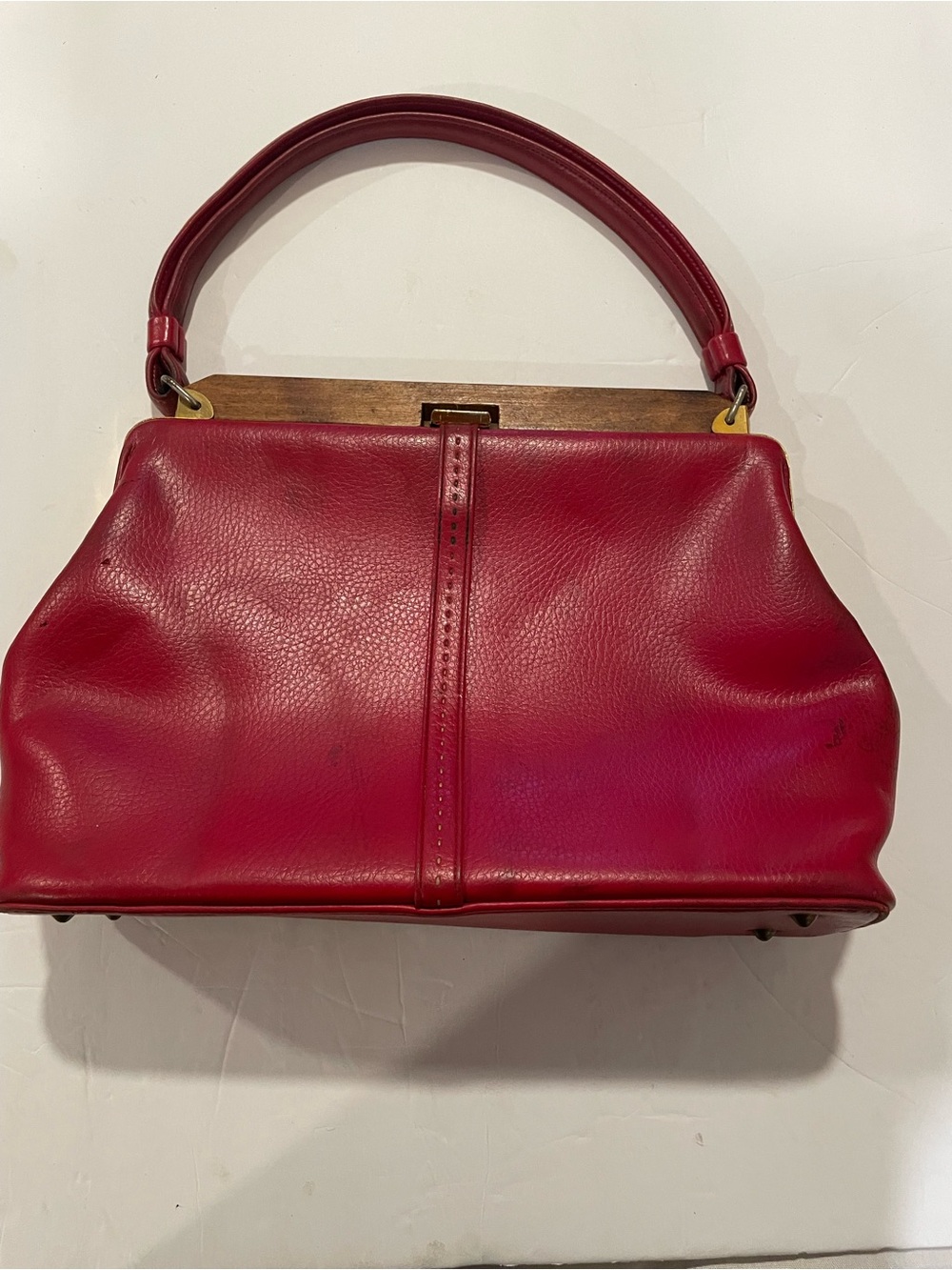 Vintage Red Leather Purse Handbag with issues